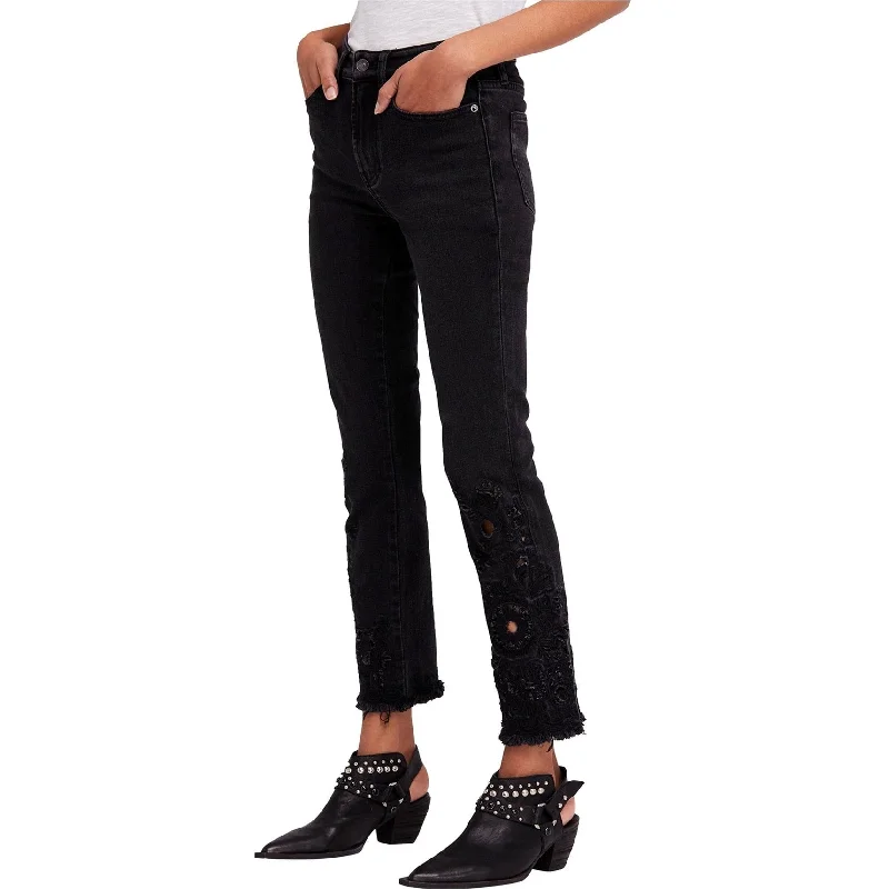 Free People Womens Cutwork Cigarette Skinny Fit Jeans