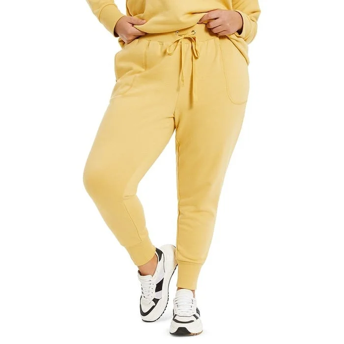 Danielle Bernstein Women's Plus French Terry Pants Yellow Size 1X