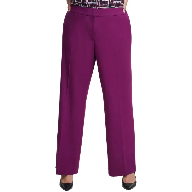 Calvin Klein Womens Highline Casual Wide Leg Pants, Purple, 14W Regular