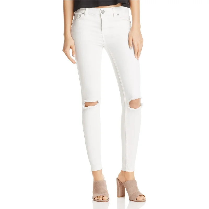 Free People Womens Busted Knee Skinny Fit Jeans, White, 25