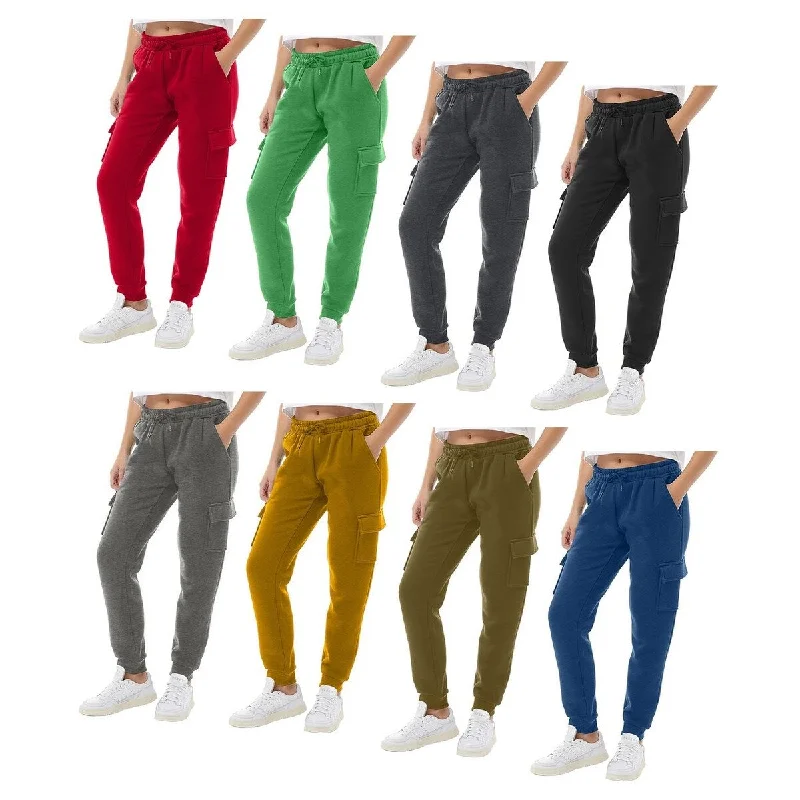 Womens Cargo Joggers Fleece Lined UltraSoft Casual Winter Pants Sizes SXl