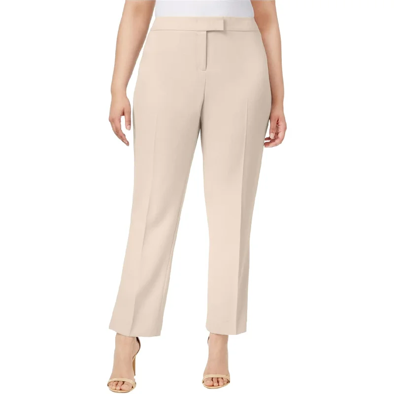 Anne Klein Womens Straight-Leg Casual Trouser Pants, Beige, 22W Regular