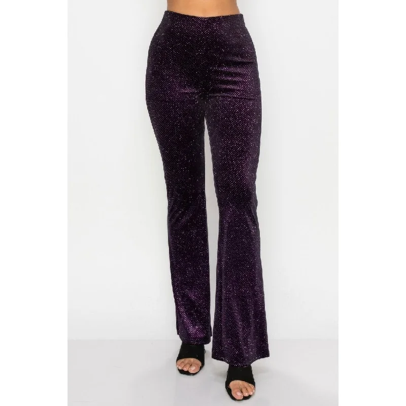 Glittery Flare HighRise Elastic Pants