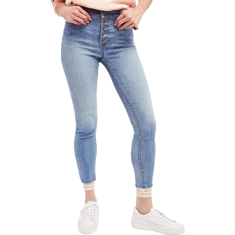 Free People Womens Reagan Raw-Hem Skinny Fit Jeans