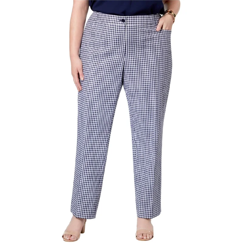 Anne Klein Womens Gingham Casual Trouser Pants, Blue, 20W