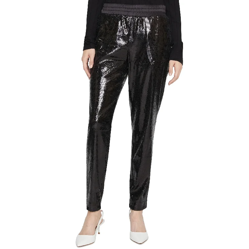 Sanctuary Women's Sequined Straight Leg Evening Pants Black Size X-Large