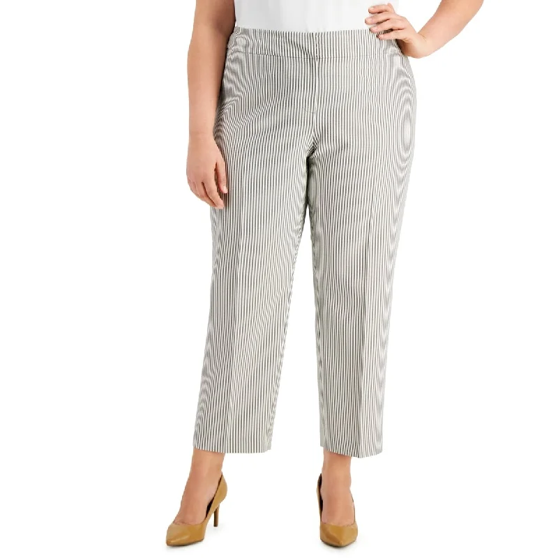 Kasper Women's Seersucker Slim Ankle Pants Gray Size Petite Small - Petite S