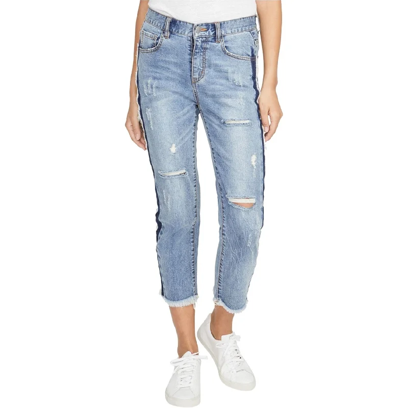 Rachel Roy Womens Ripped Two Tone Cropped Jeans, Blue, 32