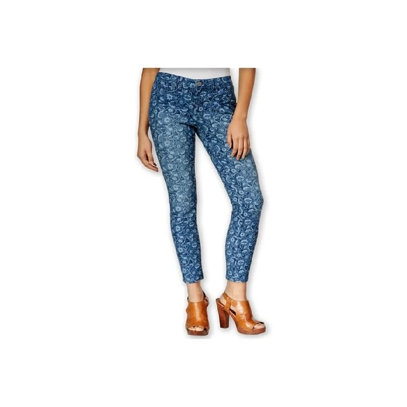 maison Jules Womens Floral Skinny Fit Jeans, Blue, 4