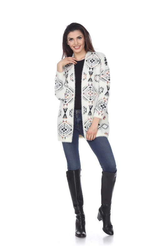 Southwest Frost Open-Front Cardigan Sweater