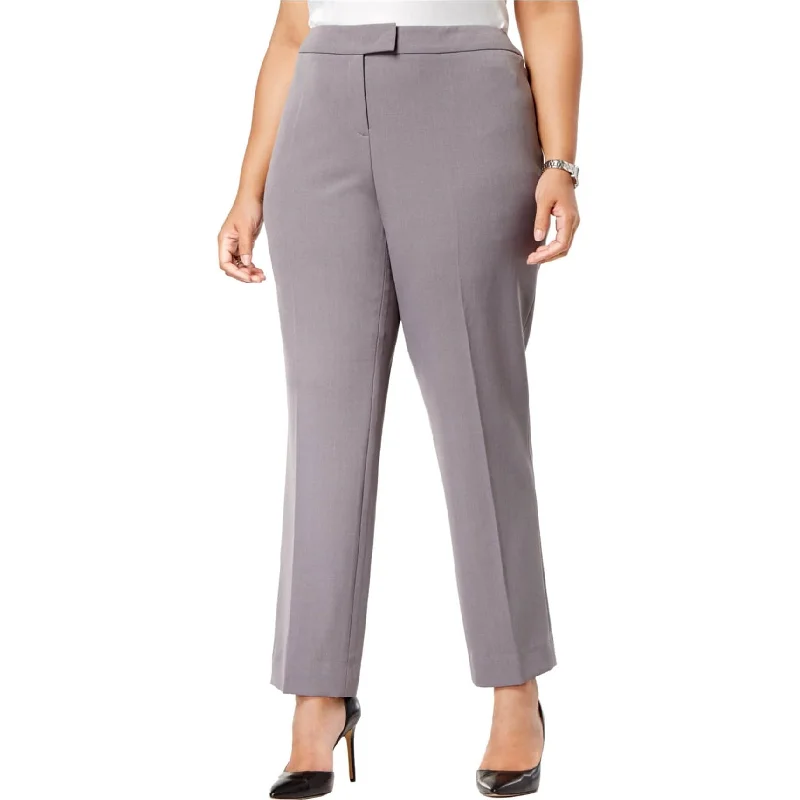 Anne Klein Womens Straight-Leg Casual Trouser Pants, Grey, 24W Regular