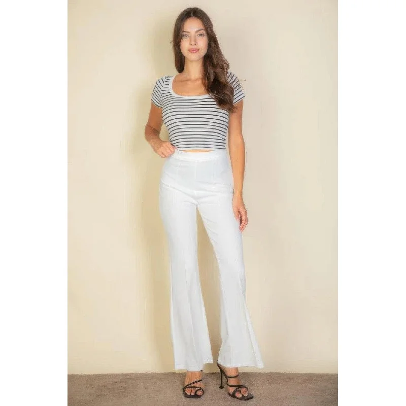 High Waist Stretch Crepe Flare Pants