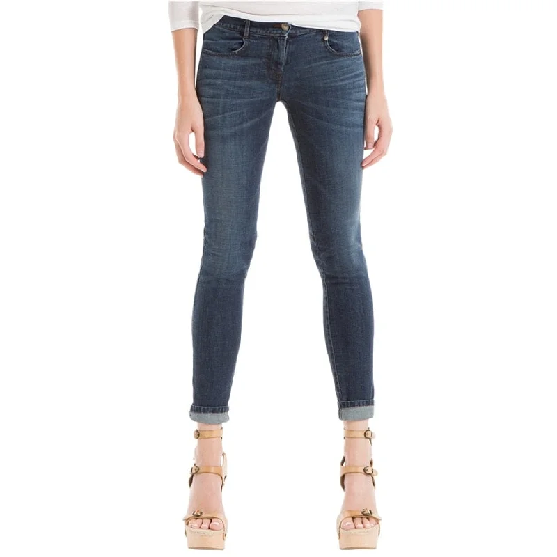 Max Studio London Womens Whiskered Skinny Fit Jeans, Blue, 26