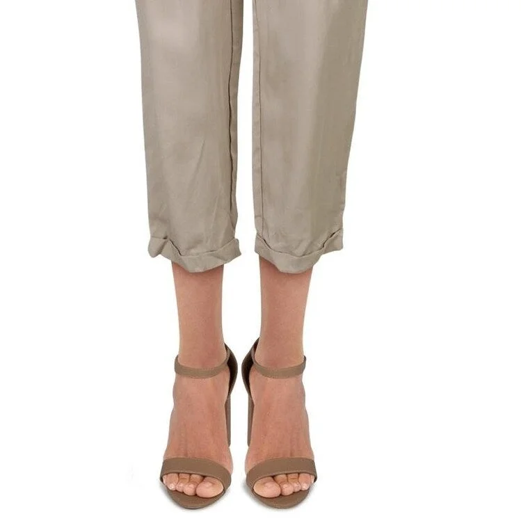 Maison Jules Women's Cropped Mid-Rise Paperbag Pants Beige Size X-Small