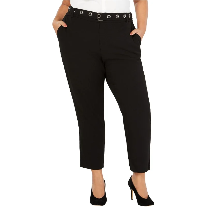 Rachel Roy Womens Belted Casual Cropped Pants, Black, 16W