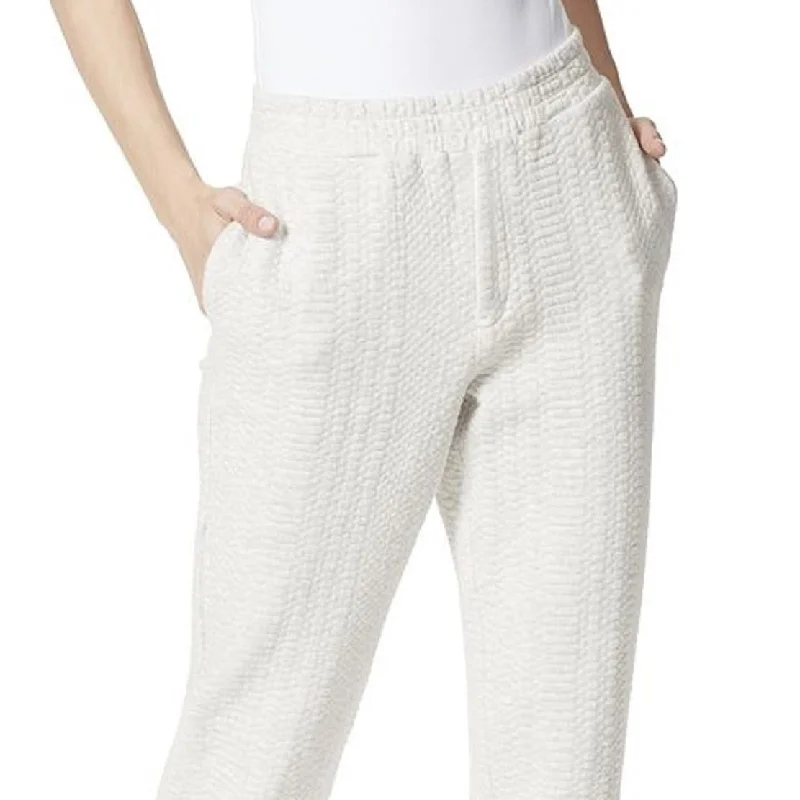 Frayed Denim Women's Natalia Buttoned Cuff Textured Sweatpants White Size X-Large