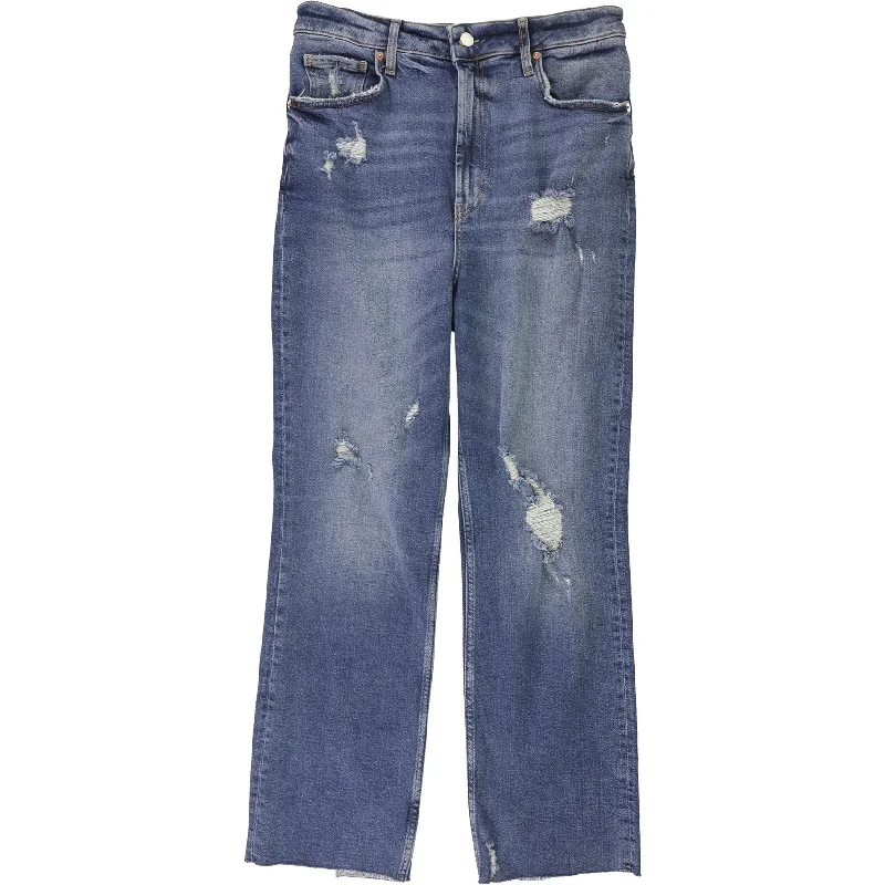 Free People Womens Raw Hem Cropped Jeans