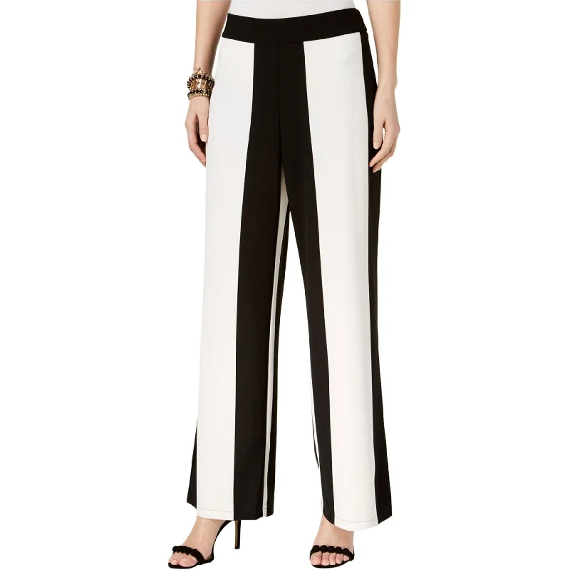 I-N-C Womens Striped Casual Wide Leg Pants, White, Small