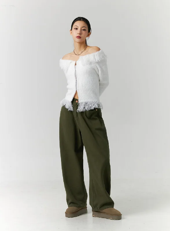 Full-Length Mid-Rise Wide Leg Street Pants ID305