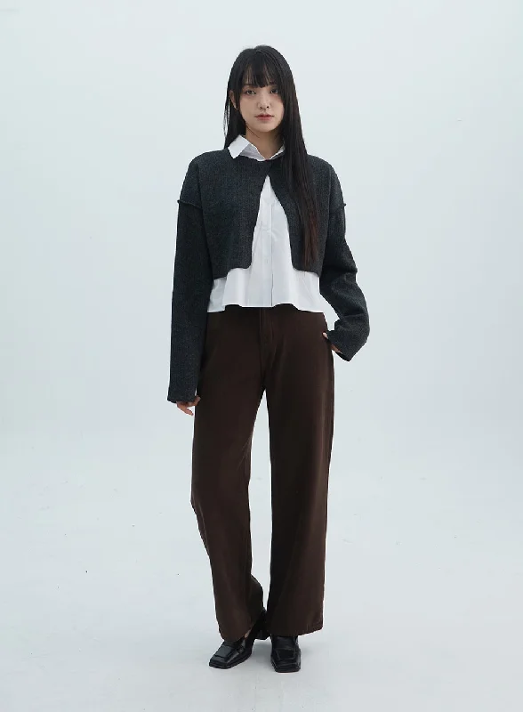 Solid Wide Fit Pants ON313