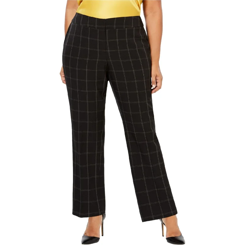 Kasper Womens Windowpane Casual Trouser Pants, Black, 24W