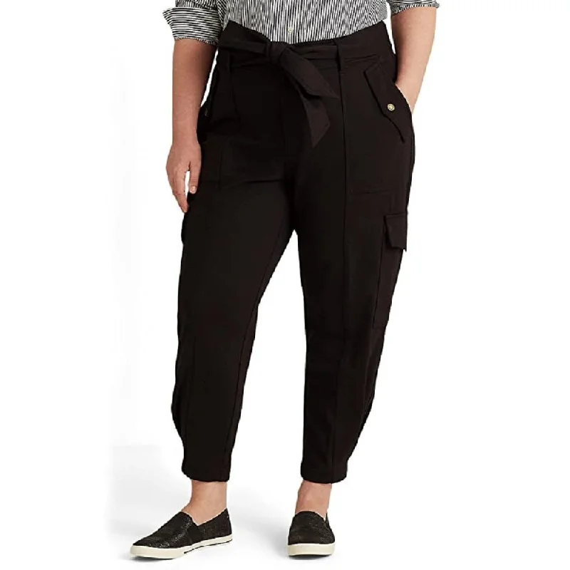 Ralph Lauren Women's Ponte Ankle Cargo Pants Black Size 2X