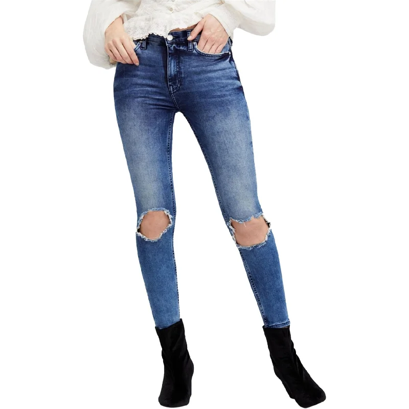 Free People Womens Ripped Skinny Fit Jeans