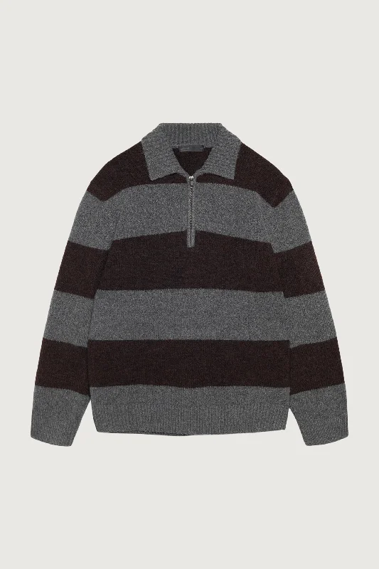 STRIPED RUGBY POLO SWEATER