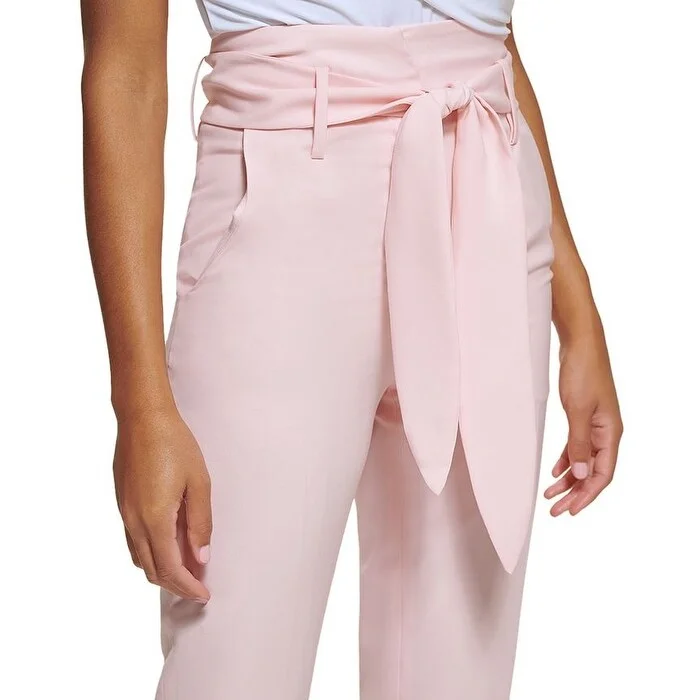 DKNY Women's High Waisted Tie Front Pants Pink Size 8