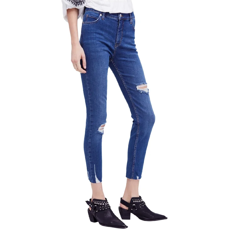 Free People Womens Raw Hem Skinny Fit Jeans