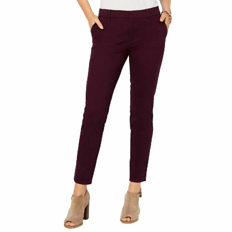 Tommy Hilfiger Women's Faux-Suede Slim Pants Red Size 4