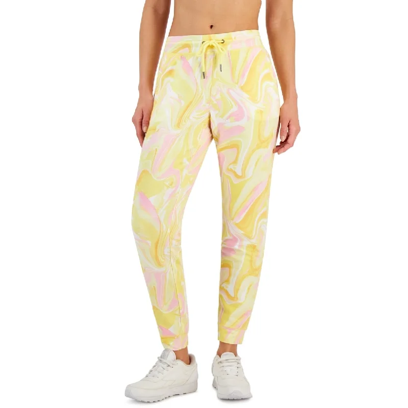 ID Ideology Women's Active Whirl Print Slim Jogger Pants Yellow