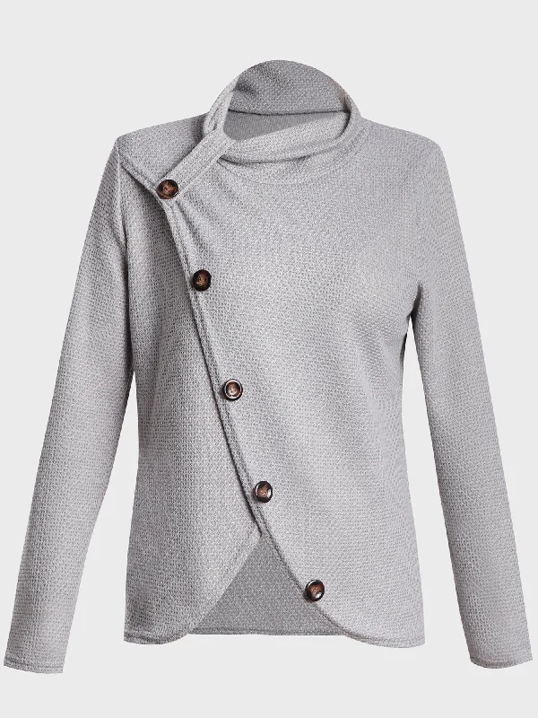 Buttoned Bliss Turtleneck Sweater