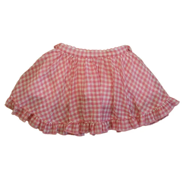 Paush Girls Pink Check Skirt