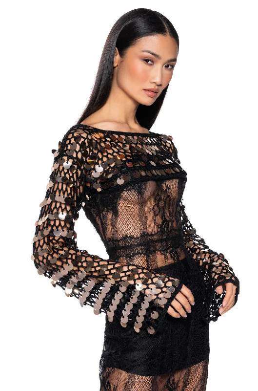 NOVA ULTRA CROP SEQUIN SWEATER