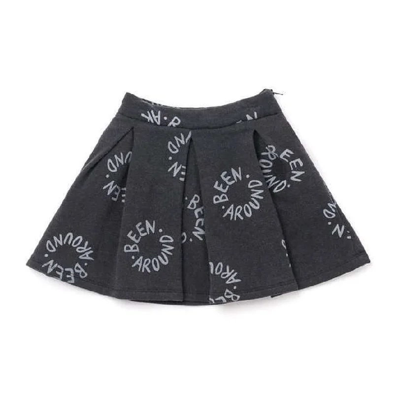 Girls Pleated Fleece Skirt with "Been Around" Print