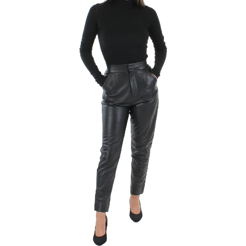 Philomenia Womens Faux Leather High Rise Trouser Pants