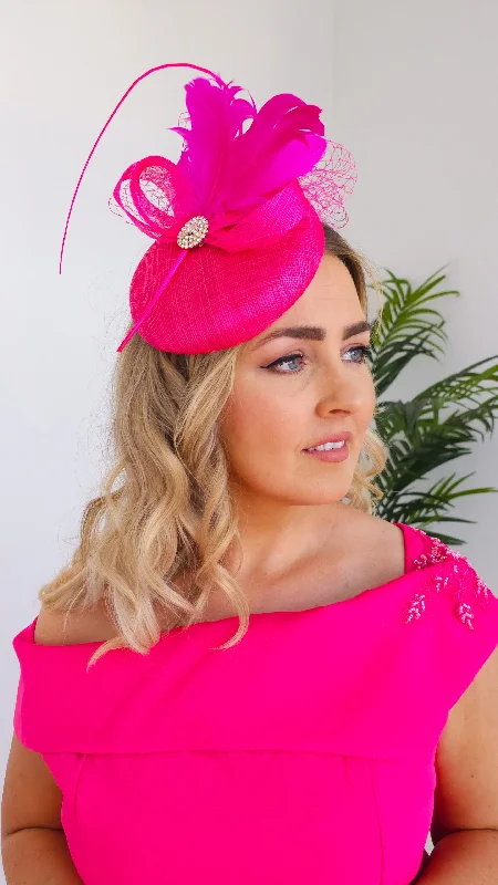 Sofia Fascinator- Hot Pink