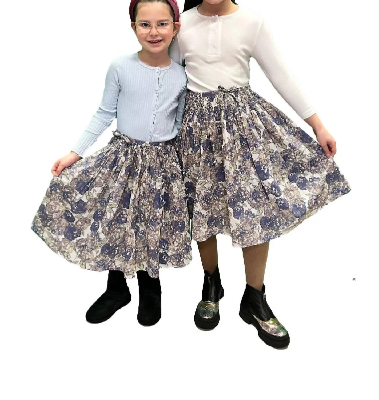 Girls Sille Skirt In Floral Print