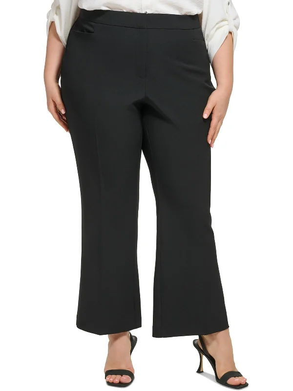 Plus Womens High Rise Business Wide Leg Pants