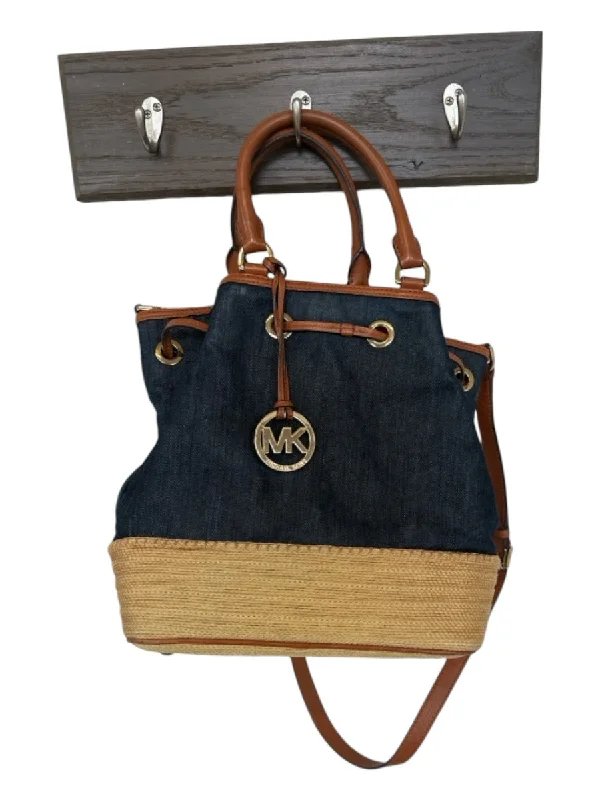 Michael Michael Kors Blue & Brown Denim Leather bucket Bag