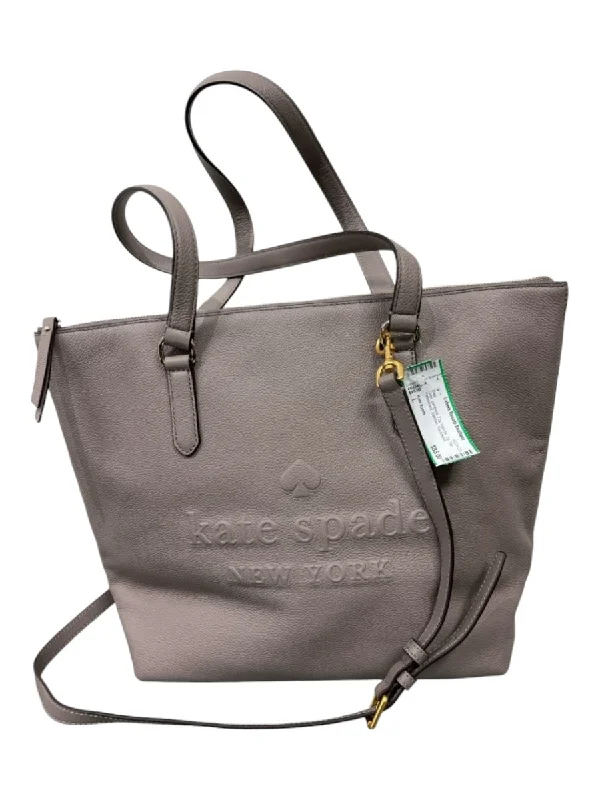 Kate Spade Gray pebbled Top Handle Zip Top Embossed Satchel Bag