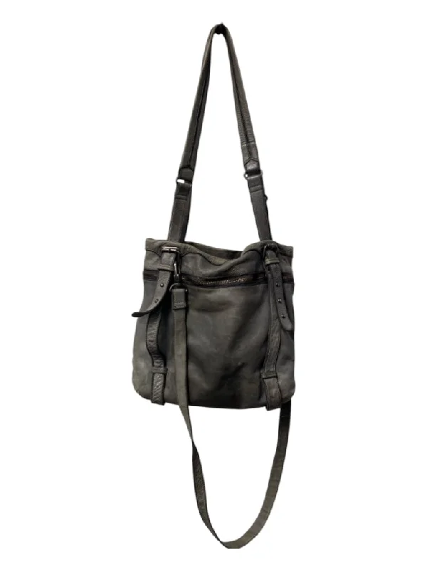 Zadig & Voltaire Gray Leather Shoulder & Crossbody Pewter Hardware Bag