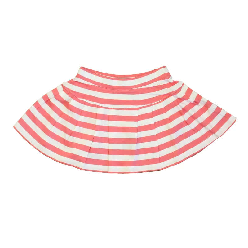 Classic Prep Girls Sunkissed Coral | Bright White Stripe Skirt Size: 2-5T