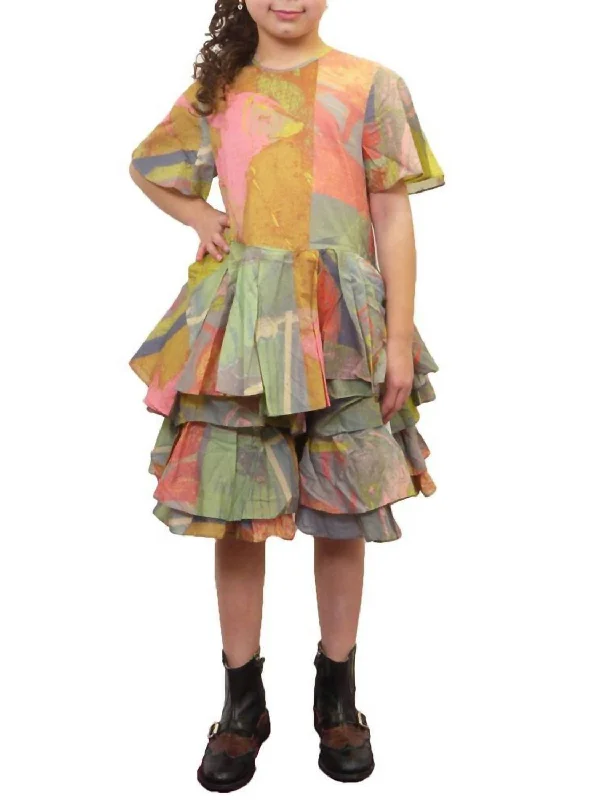 Kids Print Ruffle Layers Skirt In Pastel