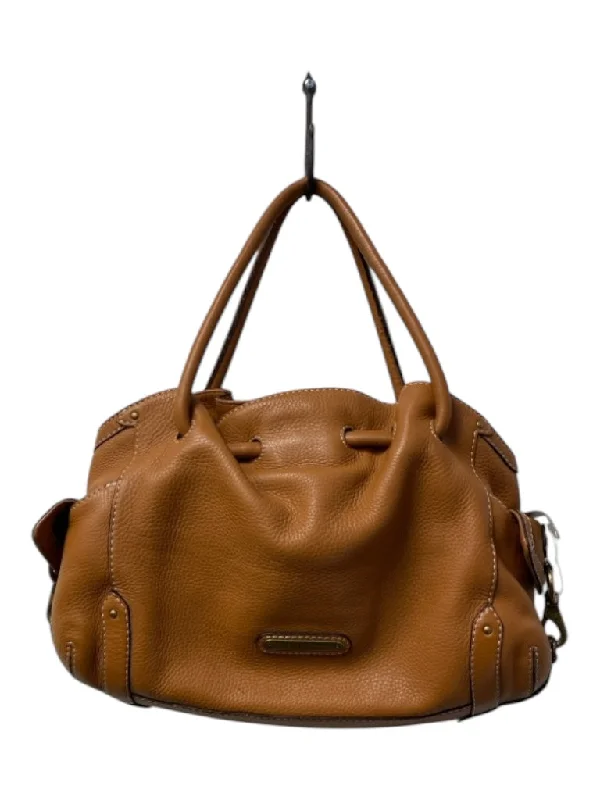 Cole Haan Caramel Leather Top Handles Snap Closure Gold Hardware Bag