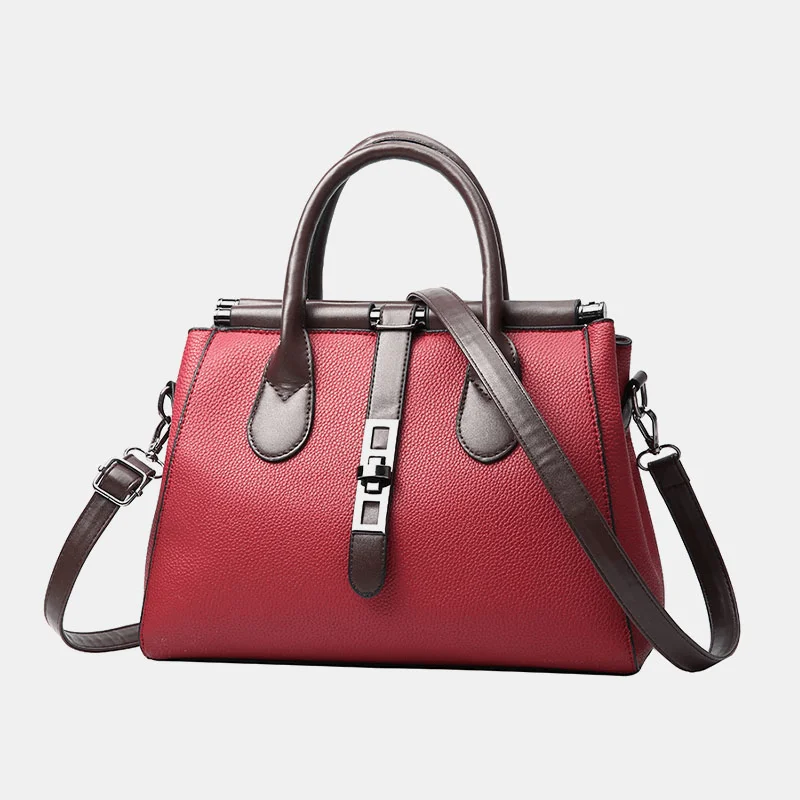 Women PU Leather Fashion Casual Medium Capacity Solid Color Multi-Carry Handbag Crossbody Bag Shoulder Bag