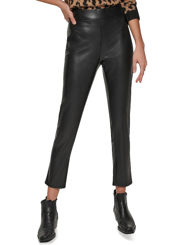 Womens Faux Leather High Rise Skinny Pants