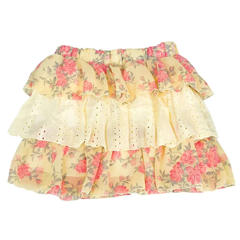 Girls Rose Chiffon Skirt In Yellow