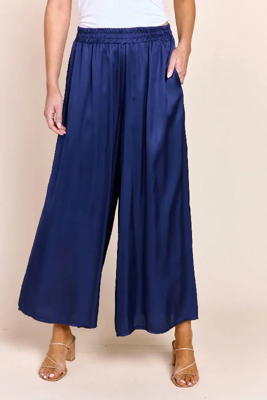 Amara Silk Pants In Blue